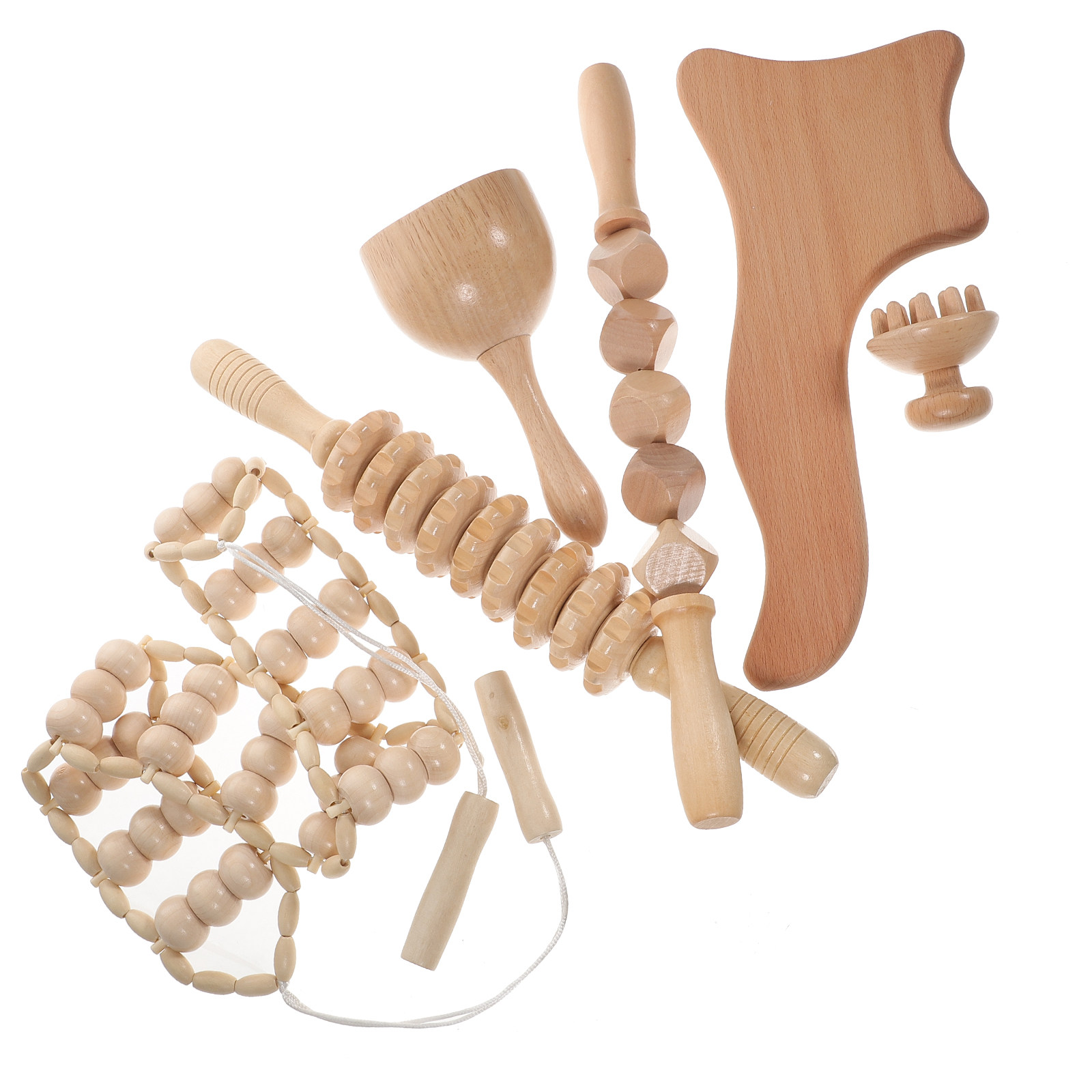 Muscle Roller Stick - 6Pcs Wooden Massage Tools Kit Professional