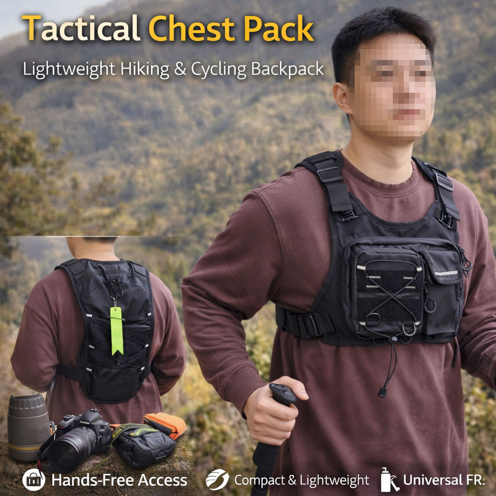 Running Gear Bag For Men - Tactical Vest Chest Bag with 2L