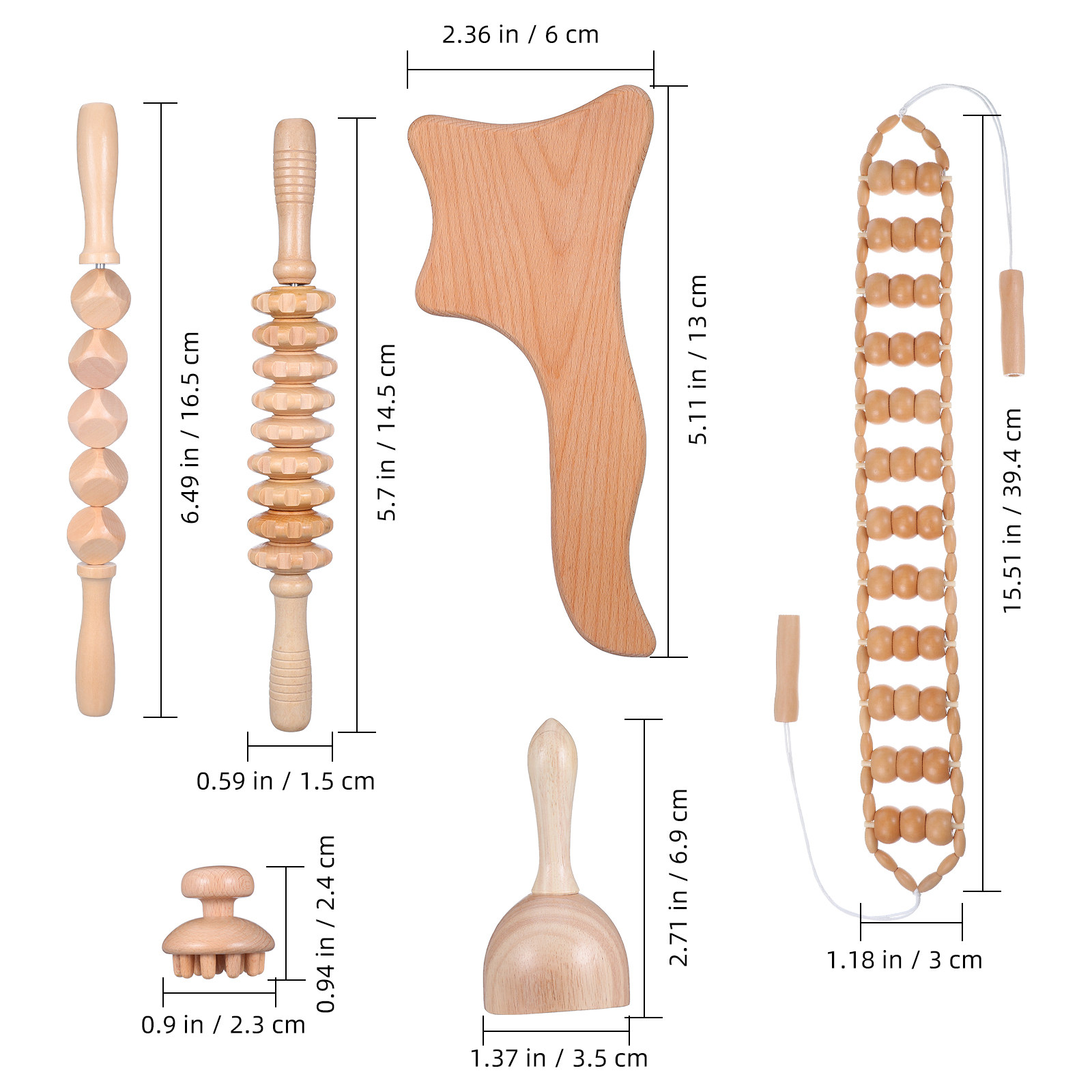 6Pcs Massage Tools Set Wood Th - Muscle Roller Stick recension och pris